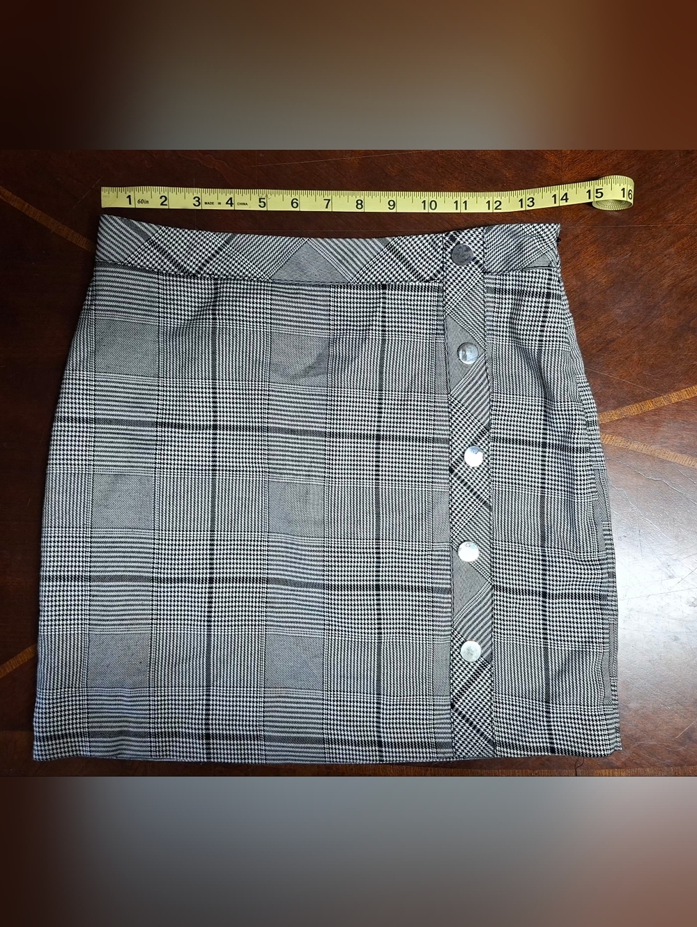 J.O.A. Black & White Plaid Button-Front Mini Skirt